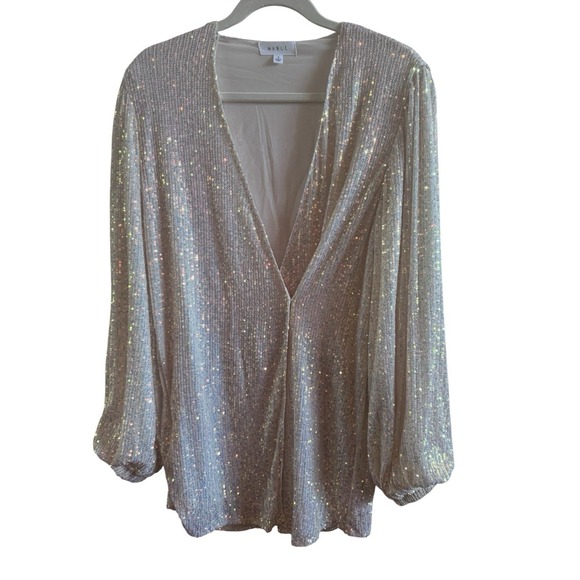 Anthropologie Dresses & Skirts - Mable Anthropology Sequin Mini Dress/Tunic Sz Small Bishop Sleeves *No Belt